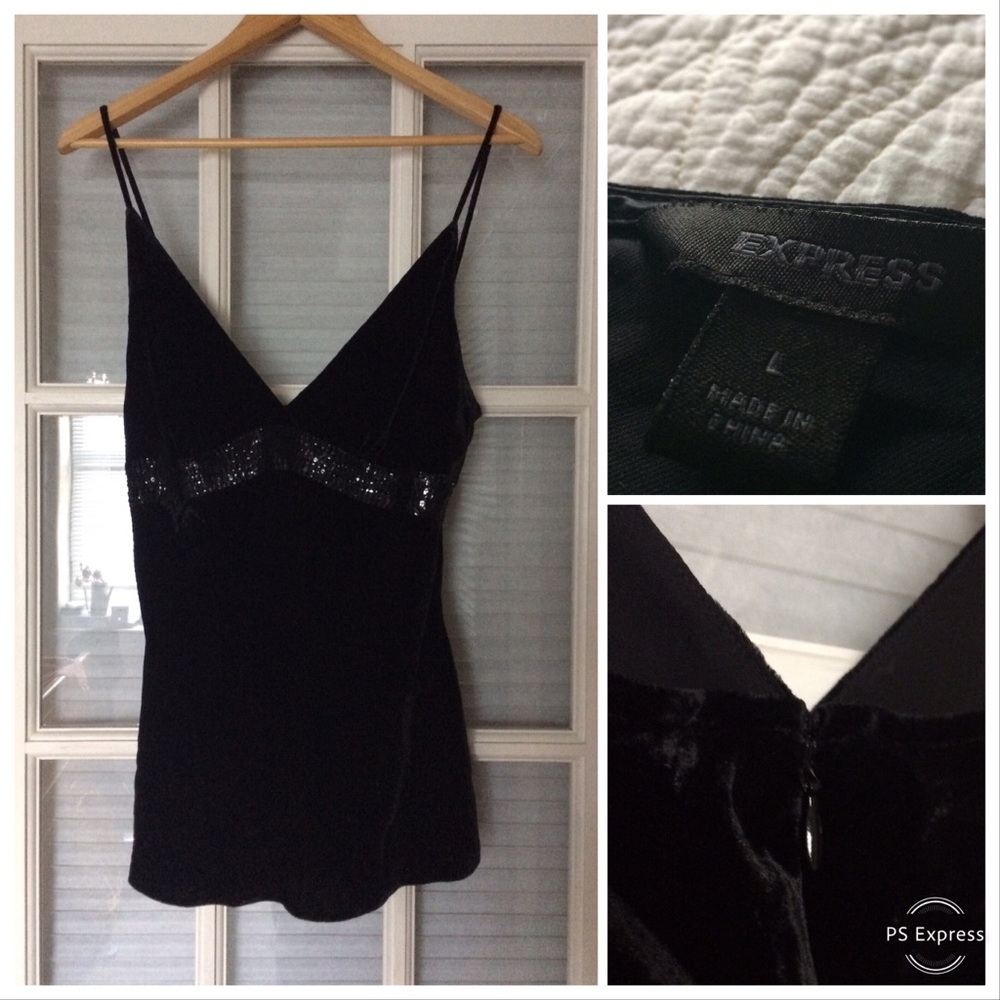 Express Black Velvet Sequin Top 🌻 Sz. L
